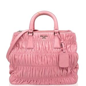 Prada Pink Calfskin Gaufre Leather 2-way Satchel/Tote Bag, Pink, excellent cond.